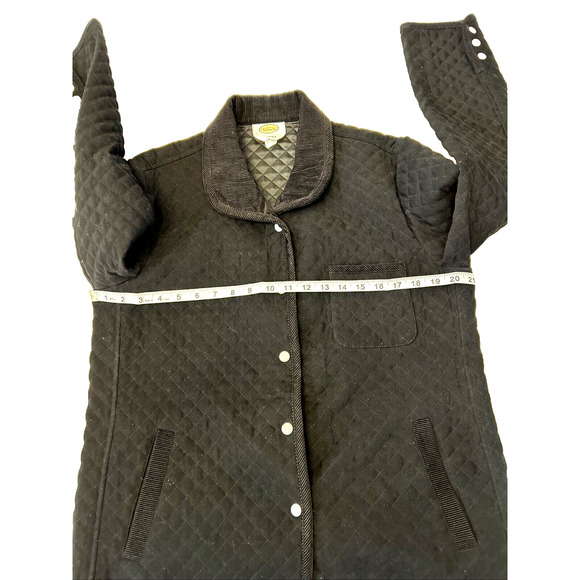 Talbots Women Quilted Corduroy Neck Jacket Sz L Black Snap Button Front Stretch - Picture 3 of 11